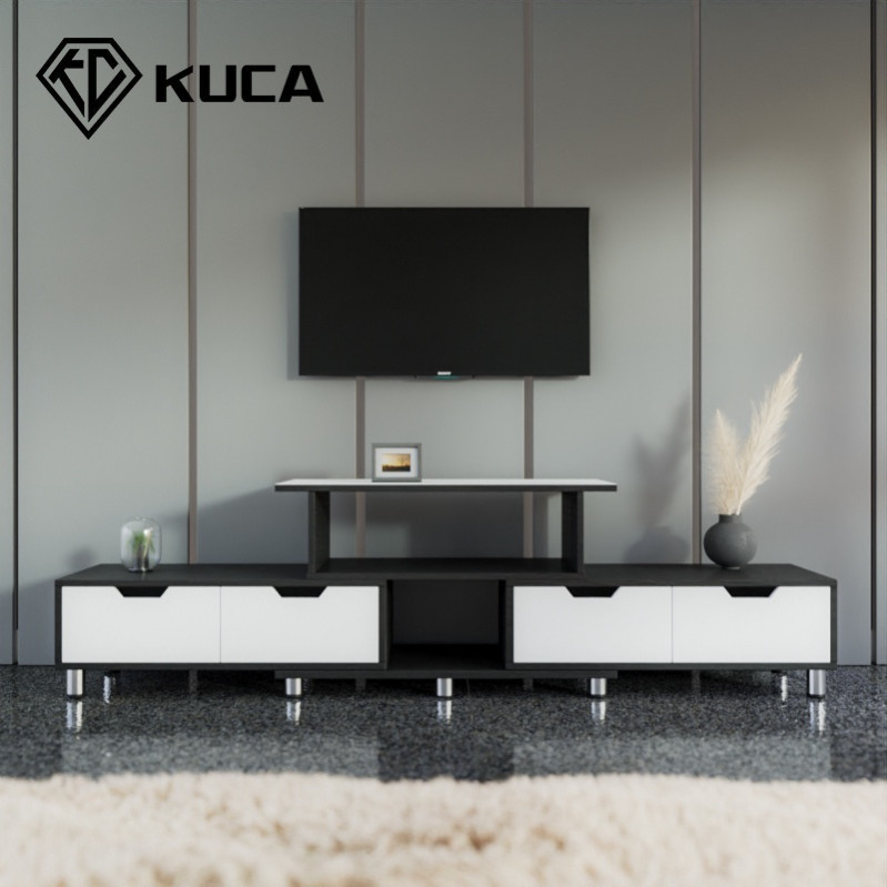 ตู้วางทีวี KUCA ที่ปรับขนาดได้ ตู้วางทีวีแบบยืดไสลด์แบบปรับได้ ตู้วางทีวีที่ทันสมัยเรียบง่าย ชั้นวางทีวีไม้ ชั้นวางทีวี