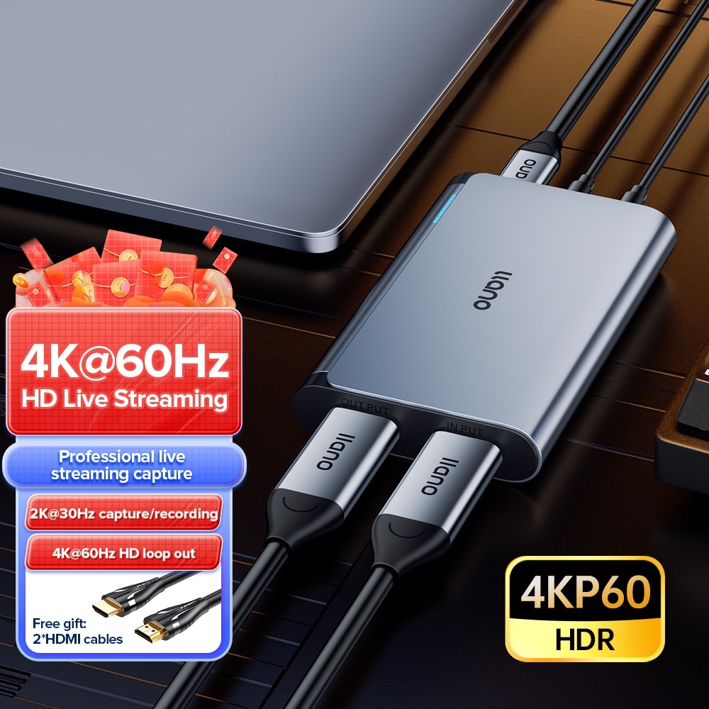 Llano การ์ดจับภาพวิดีโอเสียง 4K USB 30 HDMI Full HD 1080P สาหรับบันทึกเกม ถ่ายทอดสด ออกอากาศ