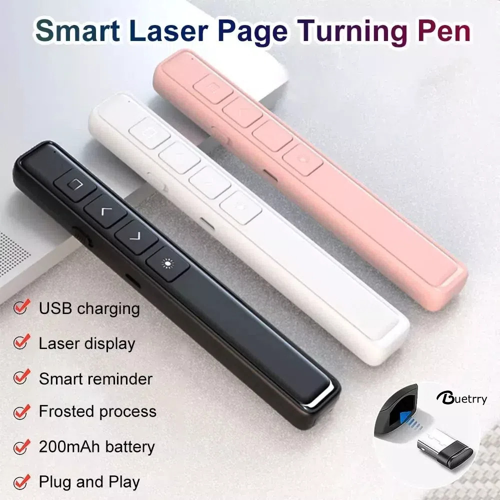 24ghz Wireless Clicker USB รีโมทคอนโทรลพลิกปากกาสาหรับสานักงานการสอนโปรเจคเตอร์ PPT Presenter ปากกาควบคุมระยะไกลไร้สายปากกาพลิกเลเซอร์อัจฉริยะปากกาพลิกดิจิตอลอเนกประสงค์