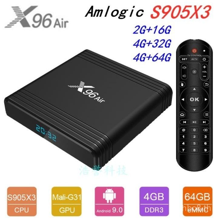 กล่องทีวี x96 air s905x3 1000m ดูอัลแบนด์ 4G64G Android Set Box