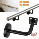 DWEL 1 ชิ้น Handrail Bracketราวบันได Guardrail 60x60 มม60x80 มมผู้ถือรางมืออุปกรณ์ตกแต่งบ้านสแตนเลสผนังสนับสนุน Balustrade วงเล็บ