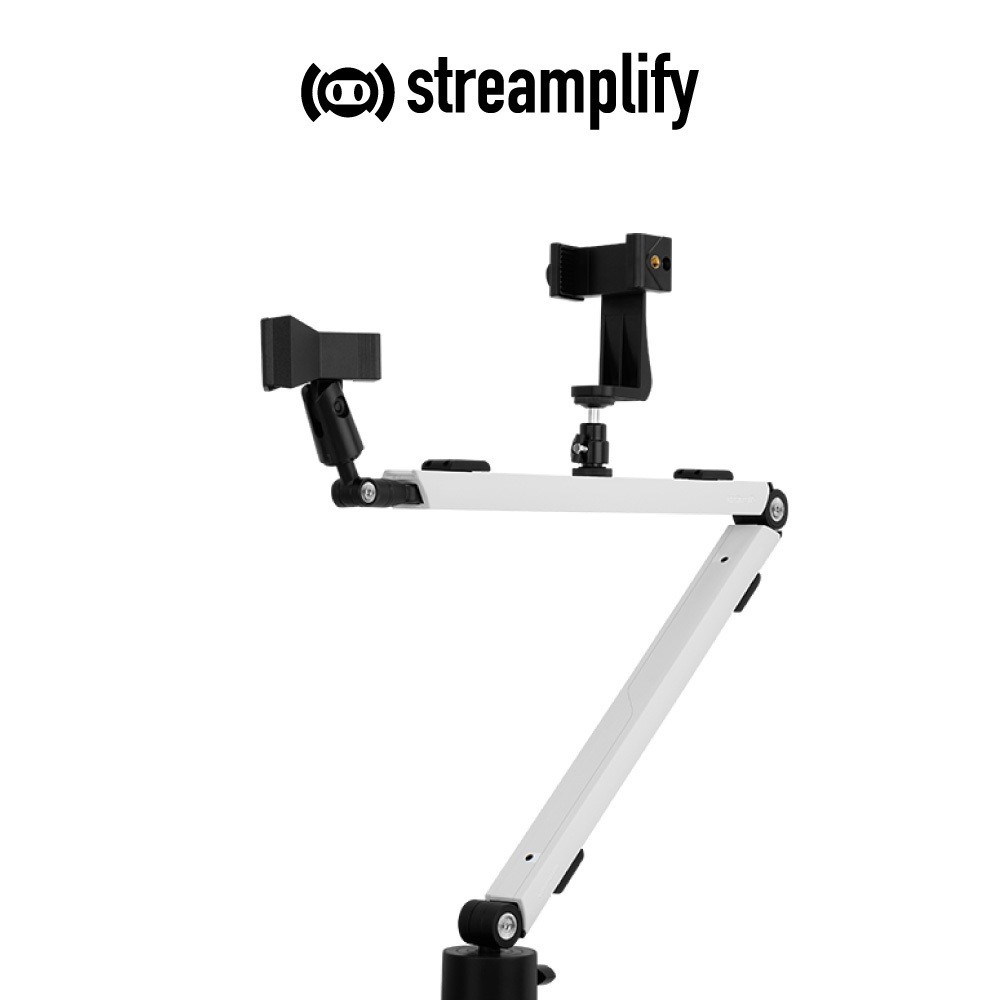 Streamplify MOUNT ARM Adjustable Microphone Arm Stand with Accessory Shoe Mount 360 Rotation 210 Angle Adjustment