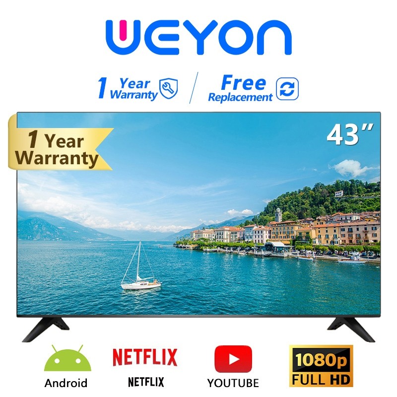 WEYON ทีวี LED 32 นิ้ว 4043 นิ้ว Smart TV FULL HD แอนดรอยด์ทีวี ดูNetflix Youtube ประกันศูนย์ 1 ปี W40wifi