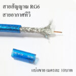 สายสัญญาณ RG6 สายกล้องวงจรปิด สายอากาศทีวี สายสีฟ้า แบ่งขาย เมตรละ10บาท