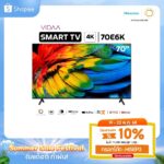 Hisense TV รุ่น 70E6K 4K Ultra HD Smart TV Voice Control WIFI Build in NetflixYoutube VIDAA DVBT2 USB20 HDMI AV
