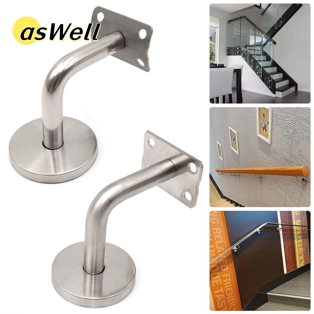 Aswell 1 ชิ้น Handrail Bracket 60x60 มมราวบันได Guardrail Hand Rail Holder สแตนเลส Wall Support อุปกรณ์ตกแต่งบ้าน Balustrade Bracket
