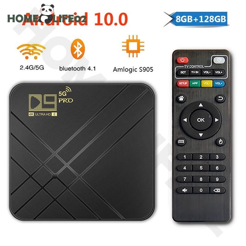 กล่องแอนดรอยด์ทีวี D9 PRO5G4k Android ดิจิตอลTV Box 8GB 128G HD 3D 24G WiFi Google Play Youtube Media Player