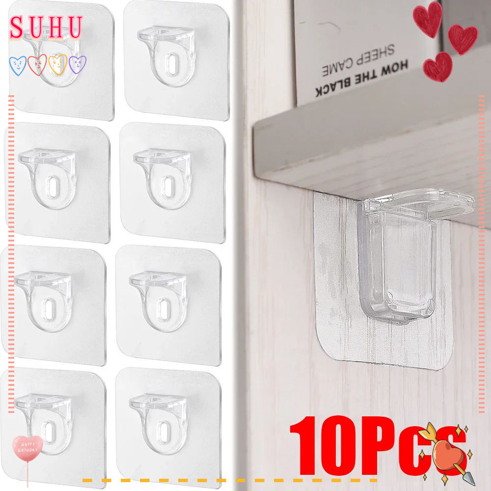 SUHU 110 ชิ้นชั้นวางสนับสนุนตะขอวงเล็บ Punchฟรี Self กาวหมุดทนทาน Strong โหลดBearing ไม่มีร่องรอยตู้เสื้อผ้าตู้พาร์ทิชันแผ่นสาหรับห้องครัวห้องน้า