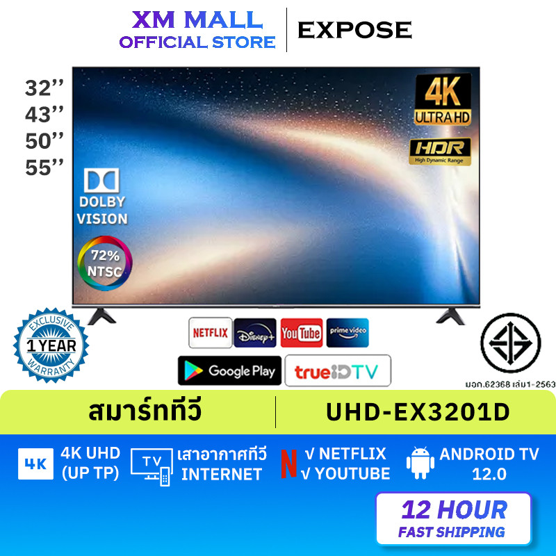 ทีวี 32 นิ้ว สมาร์ททีวี WIFI Smart TV 4K ทีวี 43 นิ้ว Android TV โทรทัศน์ แอนดรอยด์ทีวี Youtube Nexflix
