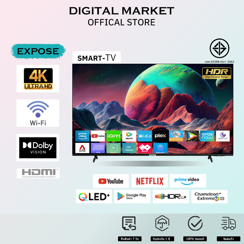 32สมาร์ททีวี 55 นิ้ว Android 120 Netflix 4K UHD Google Play Store แอพไม่อั้น