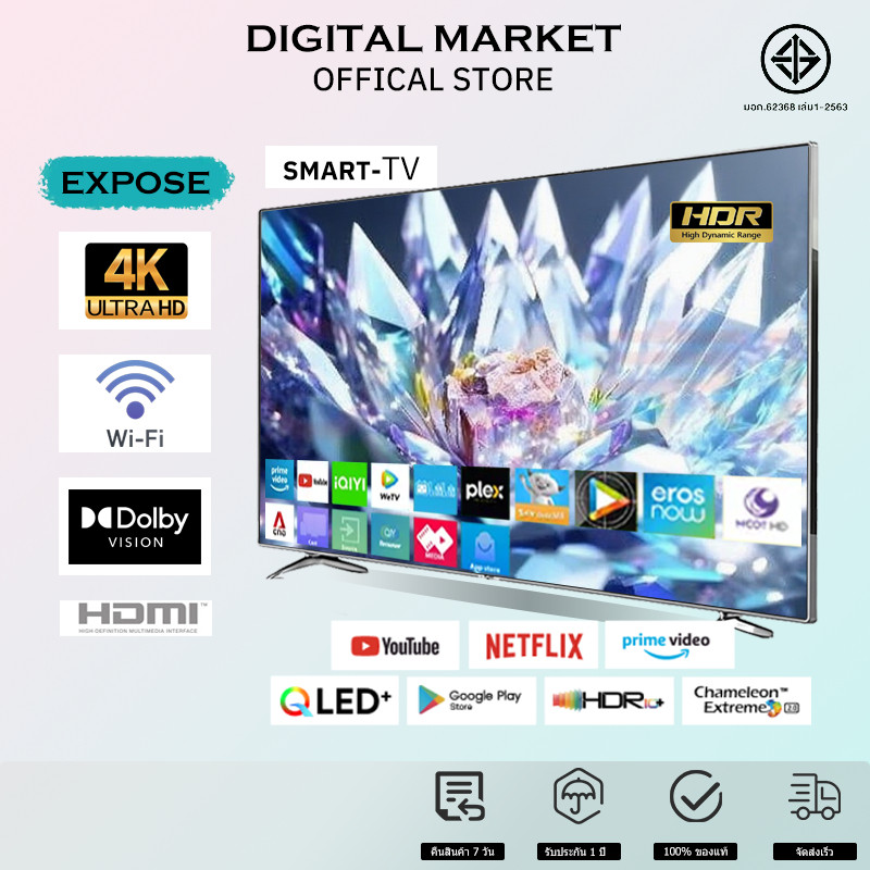 สมาร์ททีวี 43 นิ้ว Android 4K HDR ภาพสวยคมชัด ดู NetflixYoutube ได้ รับ Y1
