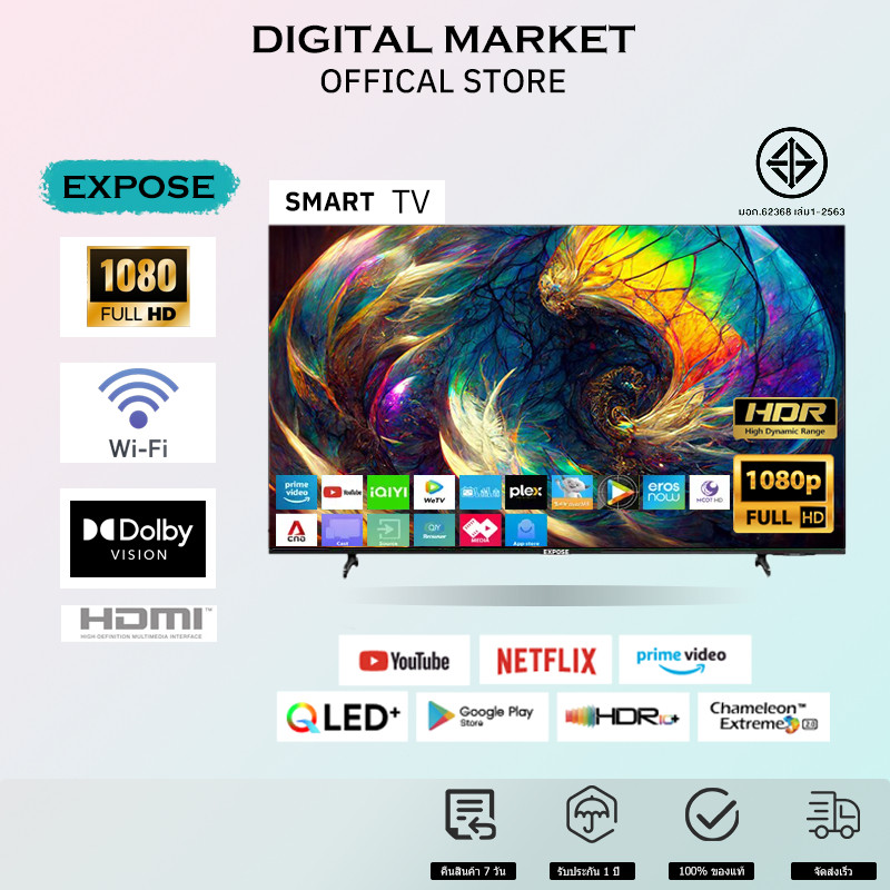 จัดส่งเร็ว SMART TV 43 นิ้ว ภาพคมชัด FULL HD รองรับ Youtube Netflix