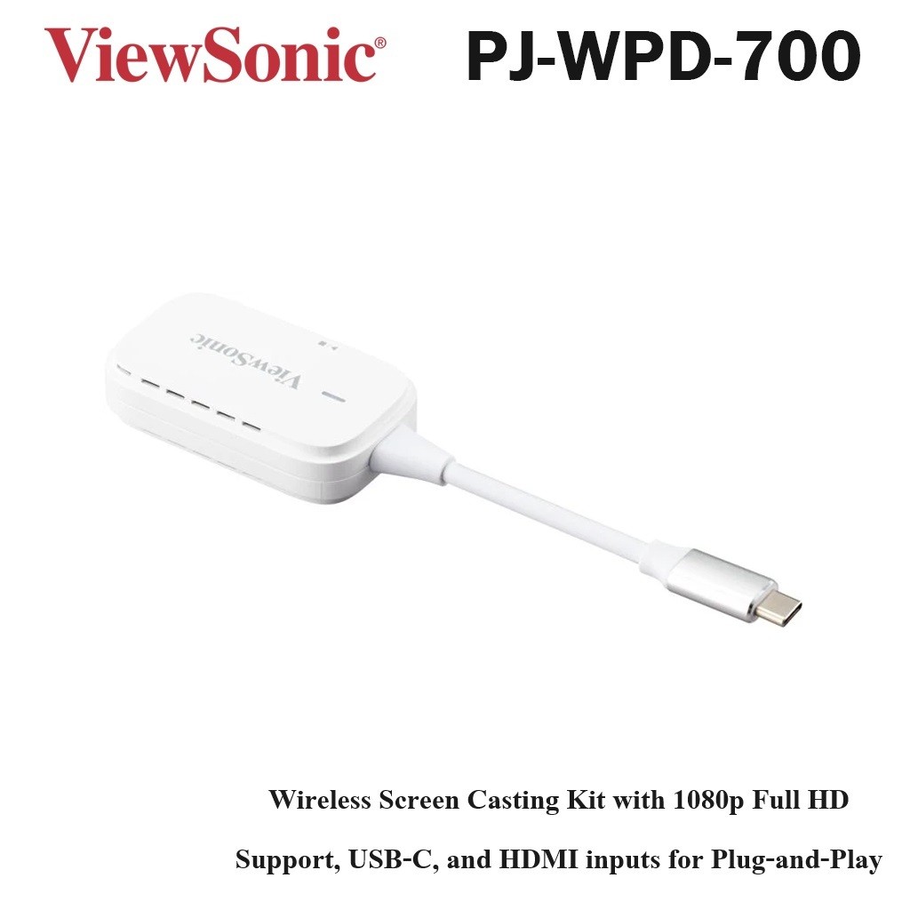 ViewSonic PJWPD700 Wireless Screen Casting Kit with 1080p Full HD Support USBC and HDMI inputs for PlugandPlay